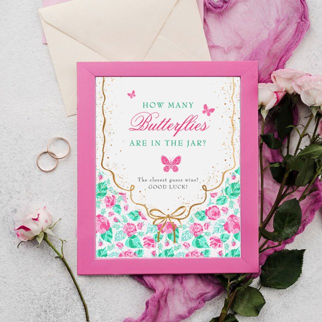 Poster Chuva de Bebê Arco Dourado Flor Rosa Adorável (Criador carregado)