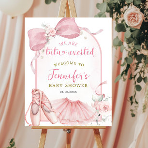 Poster Chuva de Bebê Bailarina Animada Tutu Coquete Rosa
