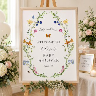 Poster Chuva de Bebê Bebê Flor Silvestre Caprichosa Bem-V