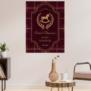 Poster Chuva de bebê com cavalo de polo vintage clássico