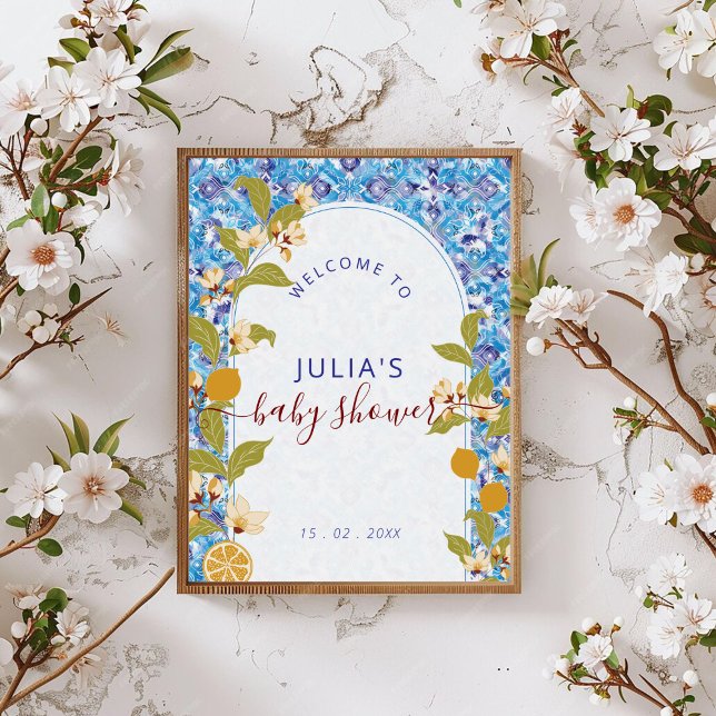 Poster Chuva de Bebê Costa de Amalfi Limão Mediterrâneo (Criador carregado)