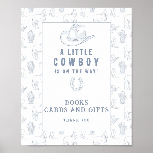 Poster chuva de bebê cowboy - livros cartões e presentes  (Frente)