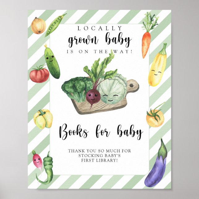 Poster chuva de bebê cultivada localmente - livros para b (Frente)