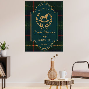 Poster Chuva de bebê de cavalo de polo vintage clássico