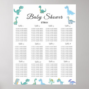 Poster Chuva de Bebê de Dinossauro Elegante Branco
