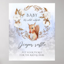 Poster Chuva de Bebê de Natal de Inverno Está Frio Lá For