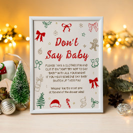 Poster Chuva de Bebê de Natal Jogo Não Diga Bebê