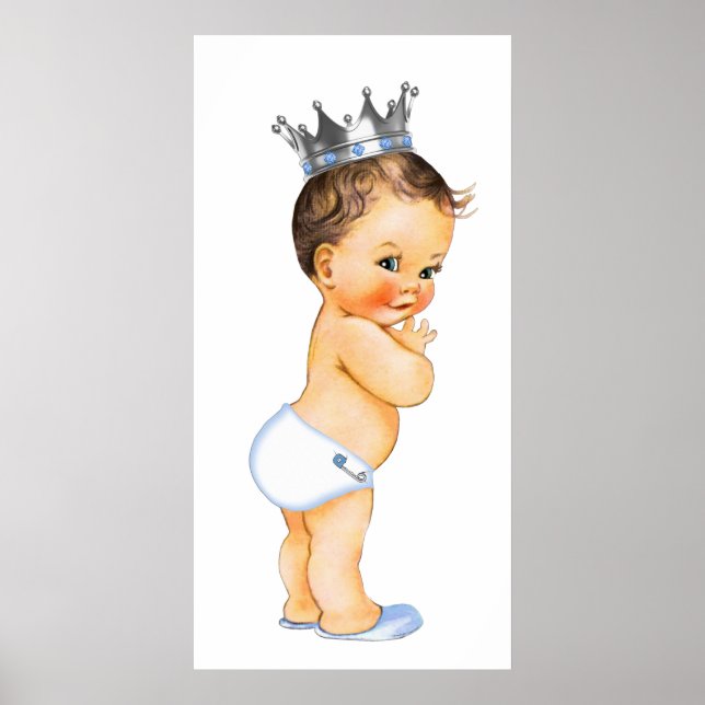 Poster Chuva de Bebê de Príncipe Morena (Frente)