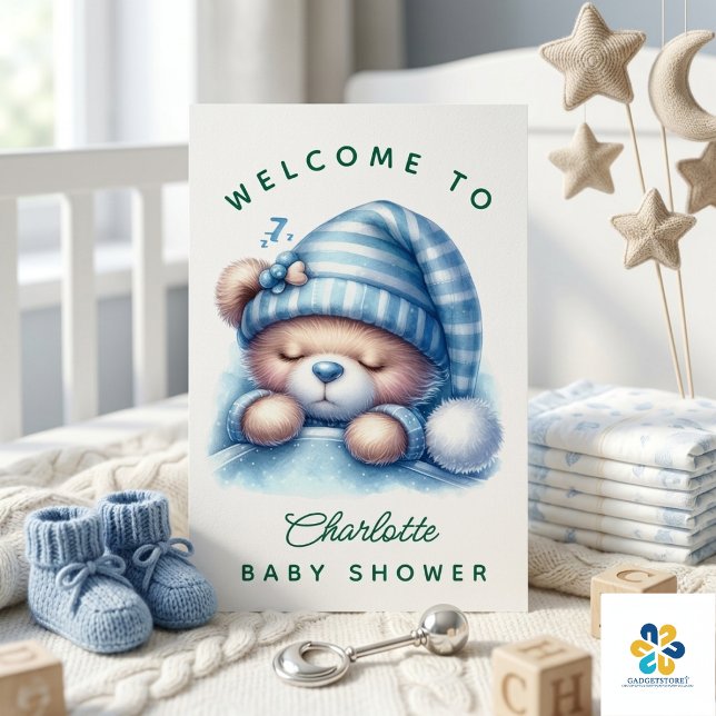 Poster Chuva de Bebê do Ursinho Teddy Fofo (Cute Teddy Bear Baby Shower Poster)