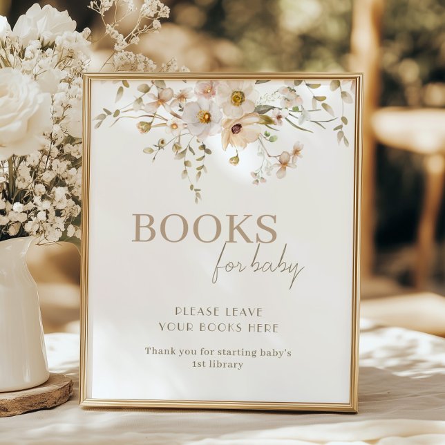 Poster Chuva de Bebê em Flor Livros Florais Para Bebê (Criador carregado)