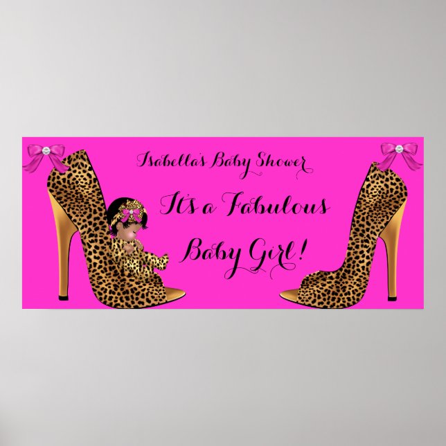 Póster Chuva de Bebê Fabulosa Bebê Menina Cute Sapato Onç (Frente)