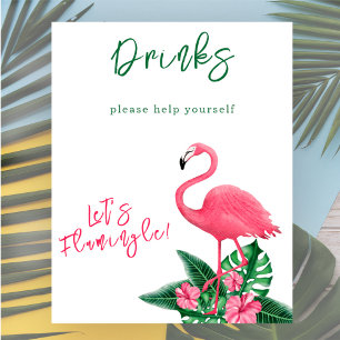 Poster Chuva de bebê flamingo em aquarela - Bebidas