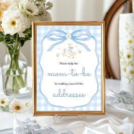 Poster Chuva de Bebê Ganso Bobo | Placa de Mesa para a Mã