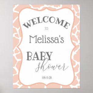 Poster Chuva de Bebê Girafa Menina Rosa