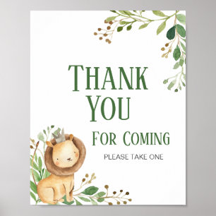 Poster Chuva de Bebê Leão Verde Obrigada por vir