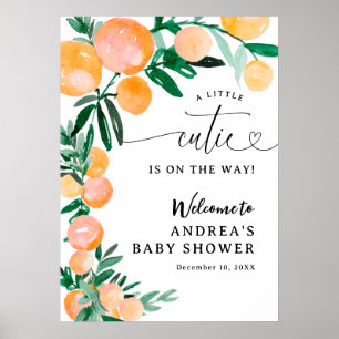 Poster Chuva de Bebê Little Cutie Laranja Cítrica 20x28in