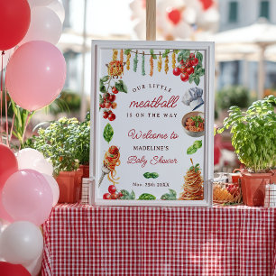 Poster Chuva de Bebê Little Meatball Massas Italianas