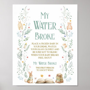 Poster Chuva de Bebê Livro Meu Líquido Rompeu Jogo
