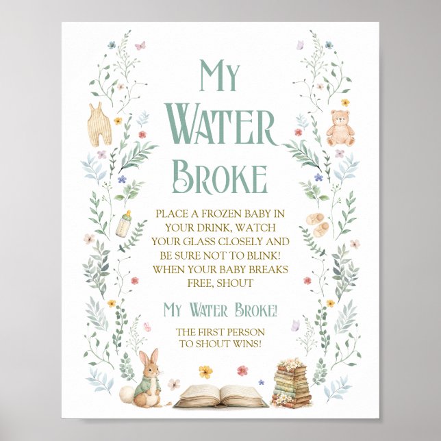 Poster Chuva de Bebê Livro Meu Líquido Rompeu Jogo (Frente)