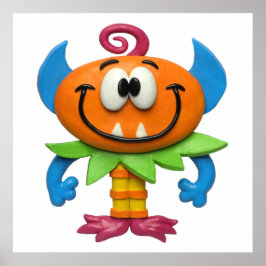 Póster Chuva de Bebê Menina Monstro Bebê Berçário