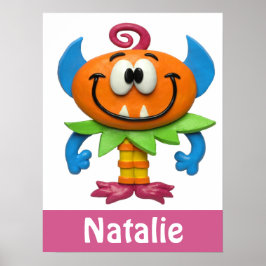 Poster Chuva de Bebê Menina Monstro Berçário