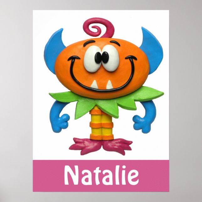 Poster Chuva de Bebê Menina Monstro Berçário (Frente)