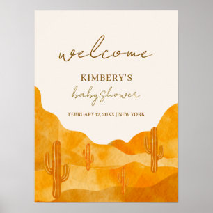 Poster Chuva de Bebê Minimalista Boho Deserto Cactus Bem-