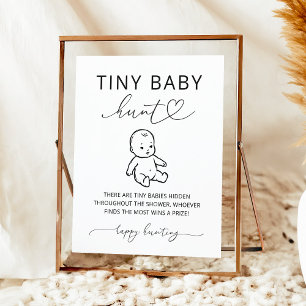 Poster Chuva de Bebê Minimalista Jogo do Caça-Tesouro do 