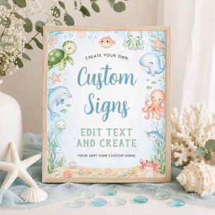 Poster Chuva de Bebê Oceano Sea You Soon Placa Personaliz