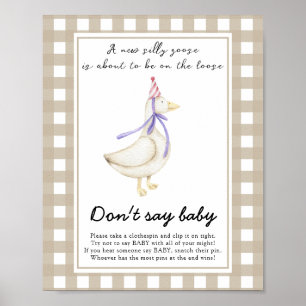 Poster Chuva de Bebê Pato Bobo - Não diga bebê