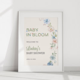 Poster Chuva de Bebê Rosa Azul Pastel na Primavera Bebê e