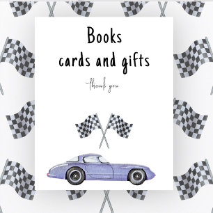 Poster Chuva de bebê tema carro de corrida Livros cartões