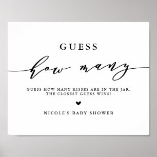 Poster Chuva de Beijos Bebê Black Guess Quantos Beijos Ch