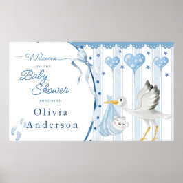 Poster Chuva de Bênçãos para Bebê Cegonha Azul Personaliz