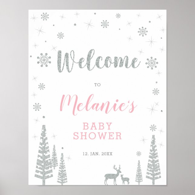 Poster Chuva de Bênçãos para Menina no Inverno, Placa de  (Frente)