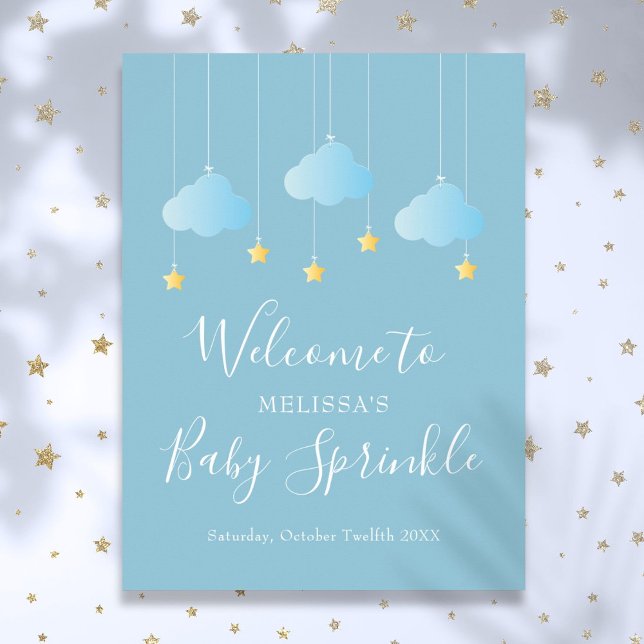 Poster Chuva de Bênçãos para o Bebê Bem-vindo (Twinkle Sprinkle Baby Sprinkle Shower Welcome Poster)