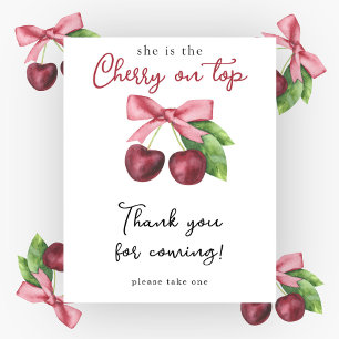 Poster Chuva de cerejas em aquarela baby shower - Obrigad