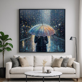 Poster Chuva de Corações - Estilo de Ilustração Whimsical