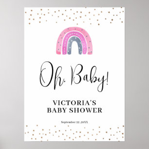 Poster Chuva de Cores Bem-vindo ao Chá de Bebê Menina