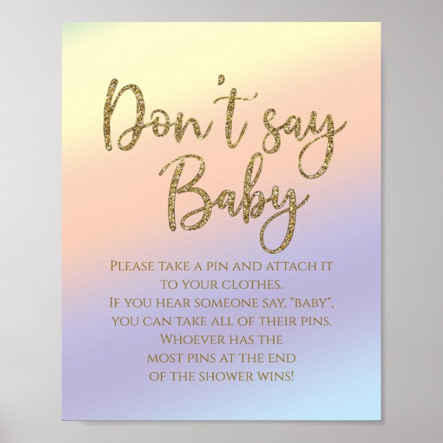 Poster Chuva de Cores Jogo para Chá de Bebê Sem Dizer Beb (Frente)