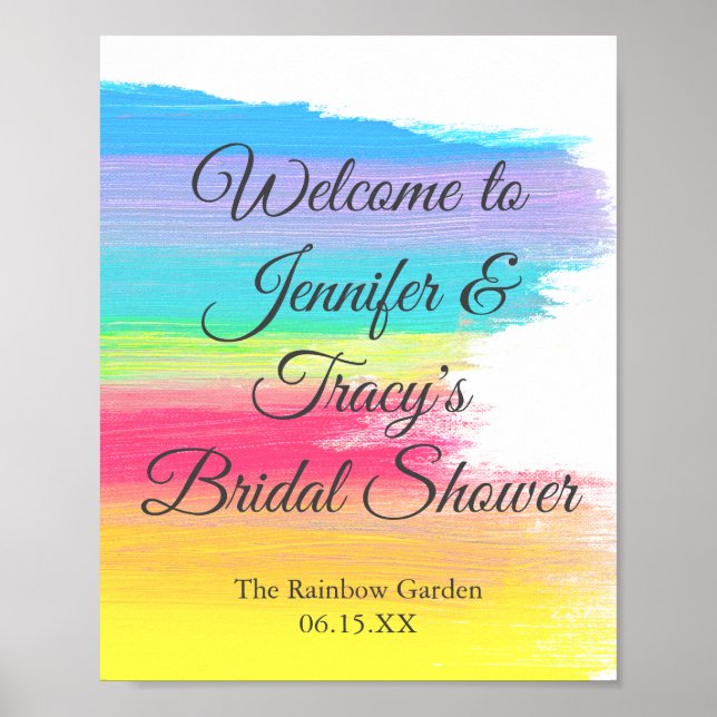 Poster Chuva de Cores Personalizada Chá de Noiva Lésbico (Frente)