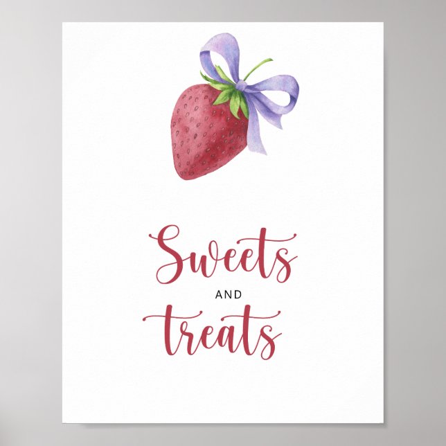 Poster Chuva de doces de morango - baby shower (Frente)