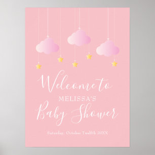 Poster Chuva de Estrelas Bem-vinda ao Chá de Bebê Menina 