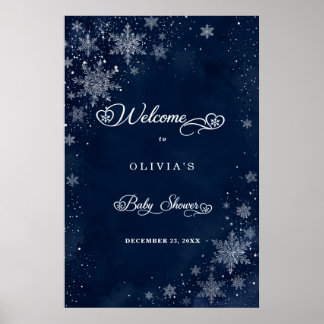 Poster Chuva de Flocos de Neve à Meia-Noite Bem-vindo ao 