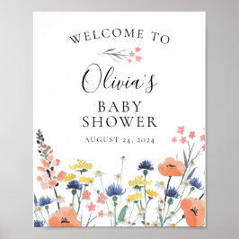 Poster Chuva de flores aquarela de flores silvestres Bem-