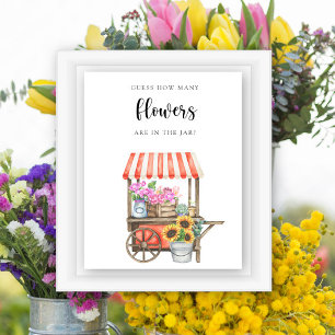Poster chuva de flores baby shower - adivinhe quantas flo