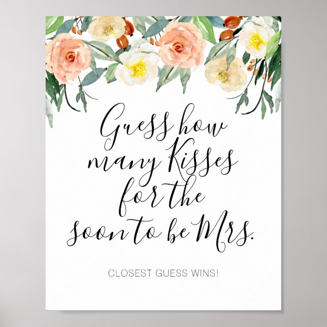 Poster Chuva de Flores de Coral Adivinhe Quantos Beijos C (Frente)