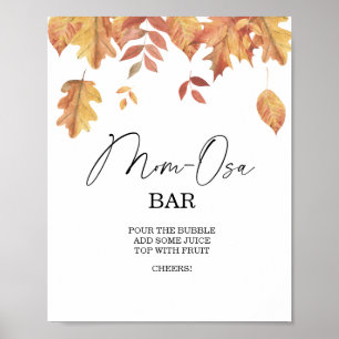 Poster Chuva de folhas baby shower Momosa bar