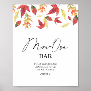 Poster Chuva de folhas baby shower Momosa bar