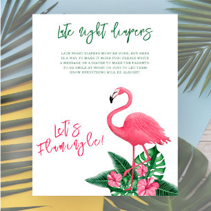 Poster Chuva de fraldas para baby shower de flamingo trop